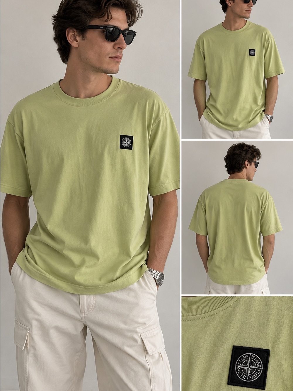 Stone Island Light Olive Short-Sleeve Logo Tee